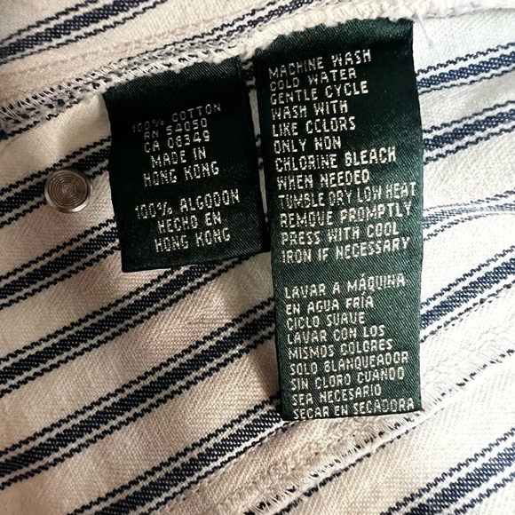 Vintage Lauren Jeans Co. Women's Stripe Denim Jacket Size Sp Blue Off White EUC - Picture 6 of 6